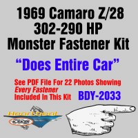 1969 Camaro Z/28 302-290 HP Monster Fastener Kit With Standard Interior